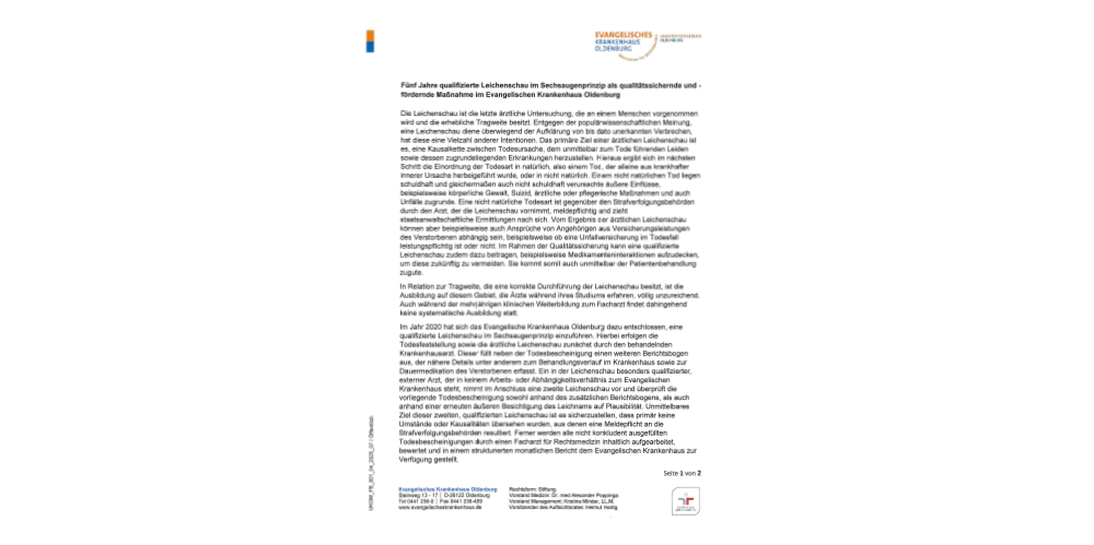 Statement Evangelisches Krankenhaus Oldenburg